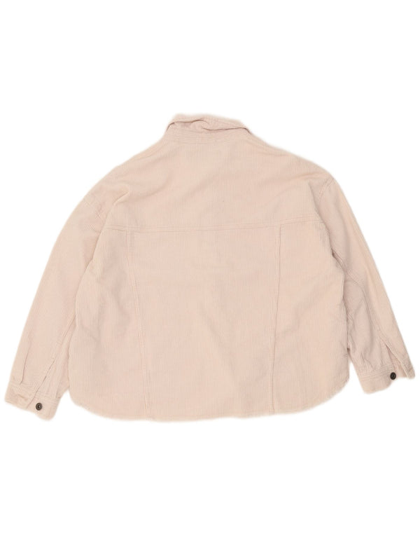 Camisa feminina de veludo cotelê Zara UK 16 grande algodão branco