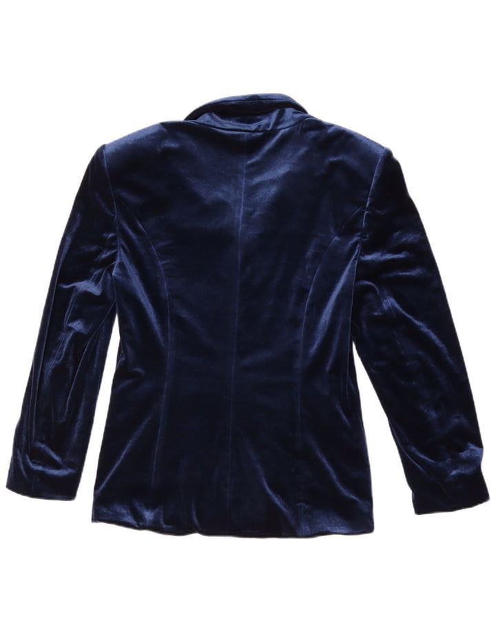 Jaqueta blazer feminina vintage de veludo com 5 botões Reino Unido 12 azul marinho médio