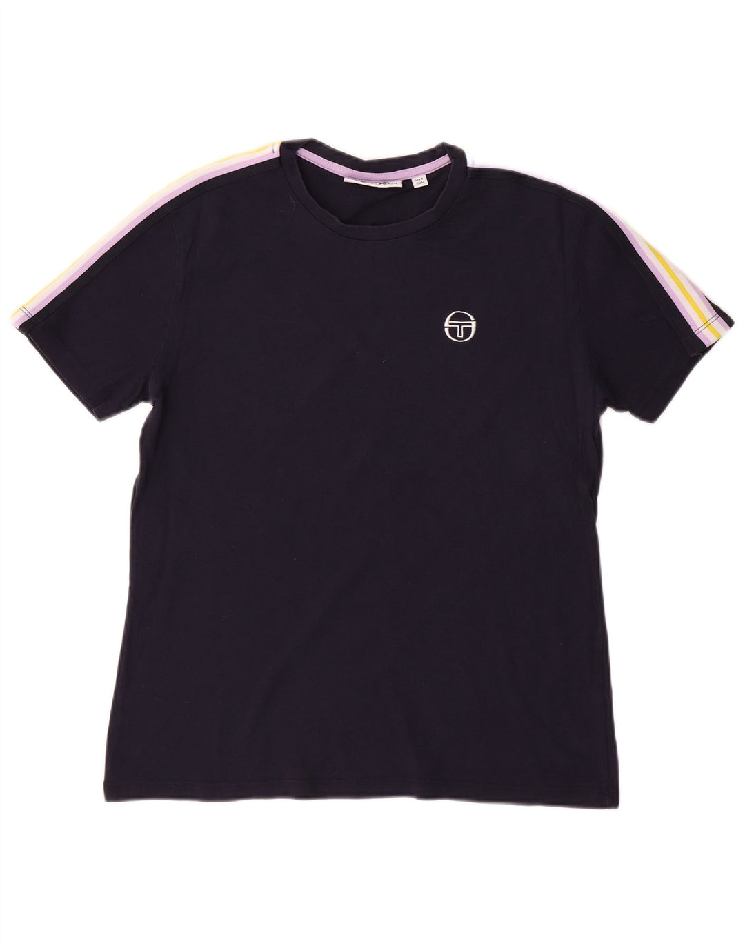 SERGIO TACCHINI Camiseta masculina top pequeno bloco colorido azul marinho