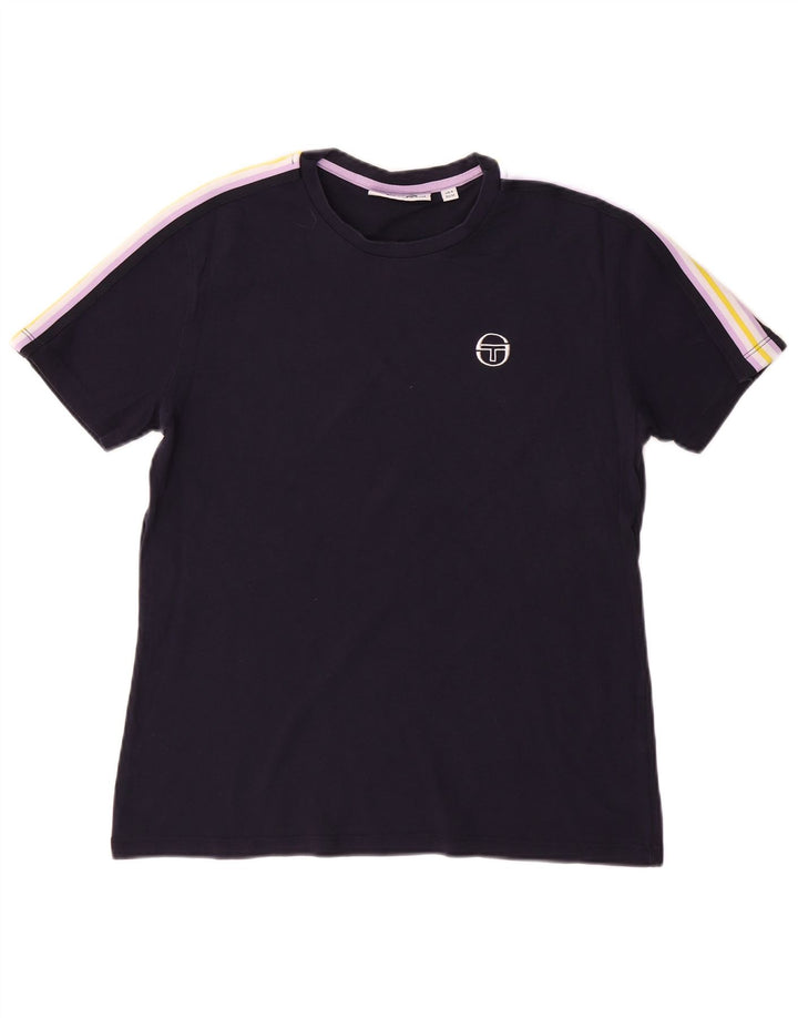 SERGIO TACCHINI Camiseta masculina top pequeno bloco colorido azul marinho