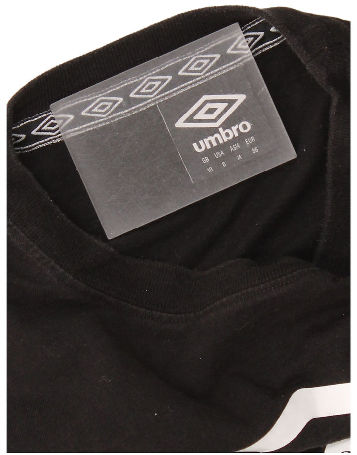 Umbro Womens Crop Oversized Graphic Top Manga Longa Reino Unido 10 Pequeno Preto