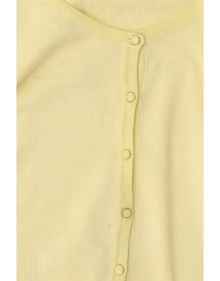 Suéter cardigã feminino Marks & Spencer Reino Unido 8 viscose amarela pequena