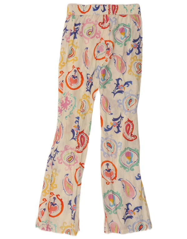 Calça feminina casual flare Zara pequena W26 L32 linho paisley multicolorido