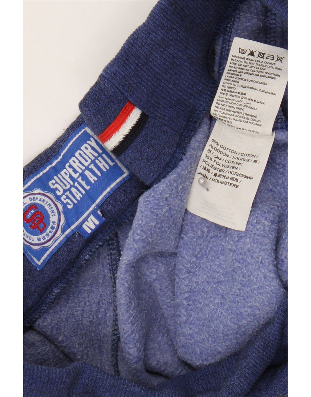 Superdry Mens Graphic Sport Shorts Médio Azul Algodão
