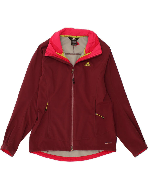 ADIDAS Womens Clima Proof Windbreaker Jacket UK 12 Medium Burgundy