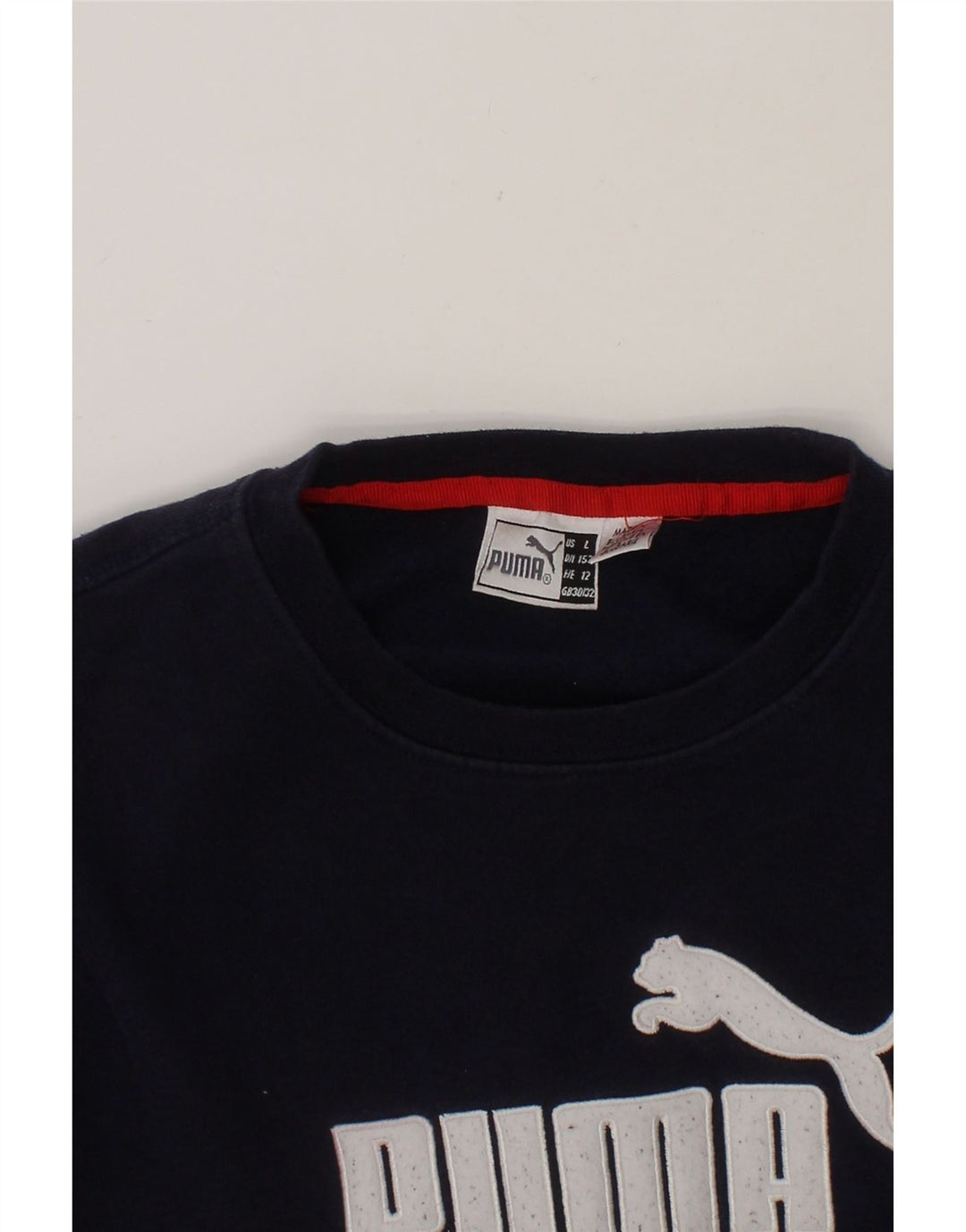 PUMA Girls Graphic Sweatshirt Jumper 11-12 Years Navy Blue Cotton Vintage Puma and Second-Hand Puma from Messina Hembry 