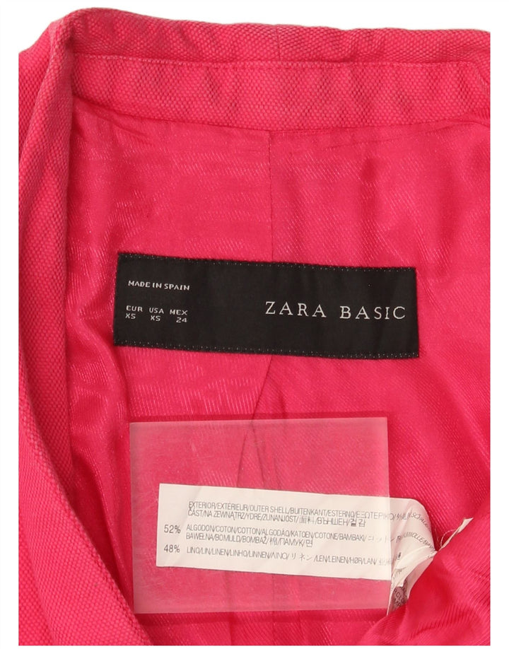 Jaqueta blazer feminina Zara com 1 botão Reino Unido 6 XS algodão rosa