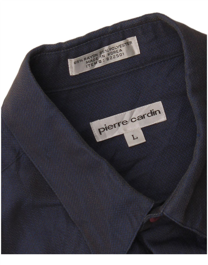 Camisa masculina Pierre Cardin grande rayon geométrico azul