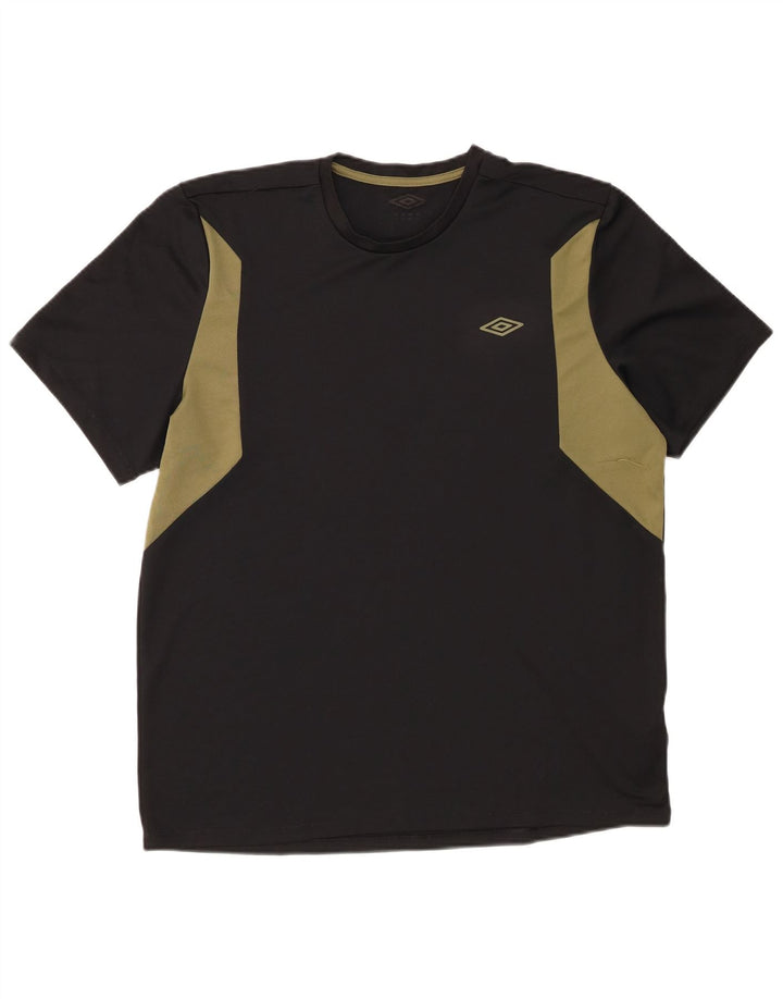Camiseta masculina Umbro Top médio preto colorblock poliéster