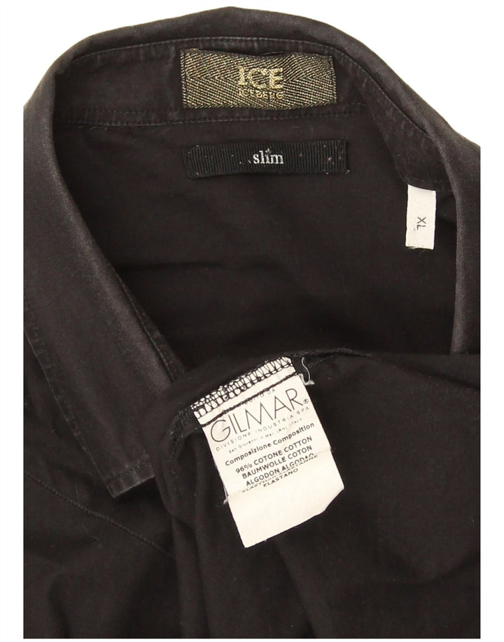 Camisa masculina Iceberg Slim Fit XL algodão preto