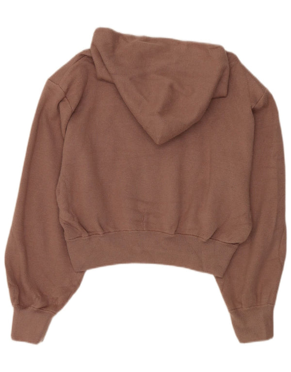 Zara Womens Crop Hoodie Jumper UK 14 Médio Bege Viscose