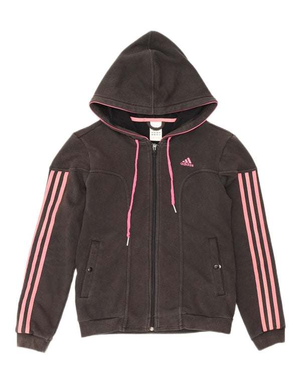 Suéter adidas feminino com capuz e zíper UK 12 médio algodão preto
