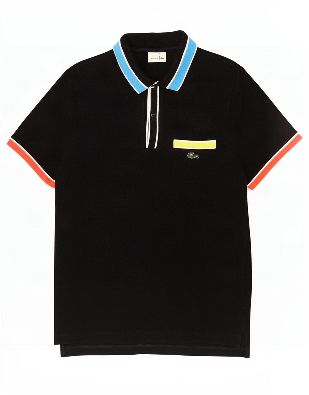 Camisa polo masculina Lacoste tamanho 4 médio preto colorblock algodão