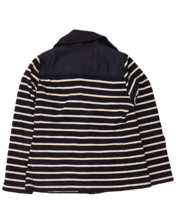 Nautica Womens Fleece Jacket UK 18 XL Navy Blue Striped Polyester Nautical