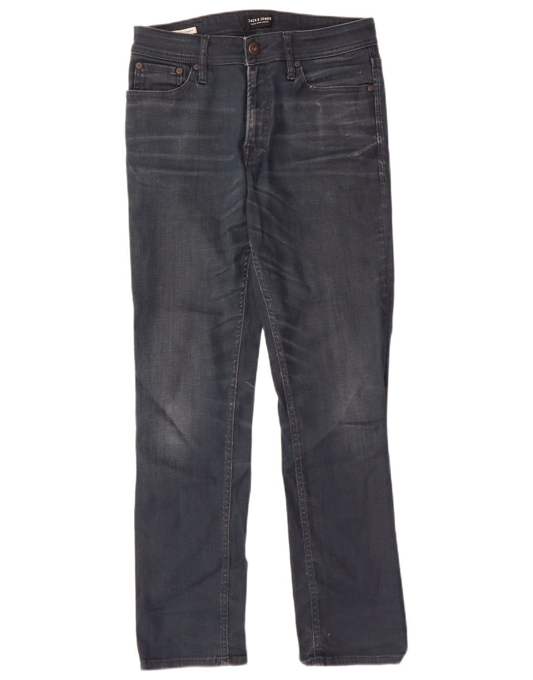 JACK & JONES Masculino Clark Straight Jeans W30 L29 Azul Marinho Algodão