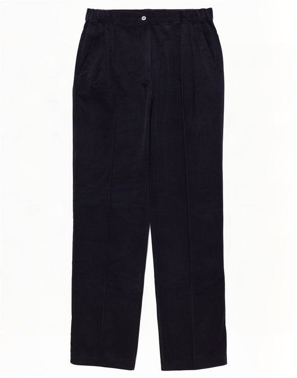 Slimma Womens High Waist Corduroy Trousers UK 16 Large W30 L30 Navy Blue
