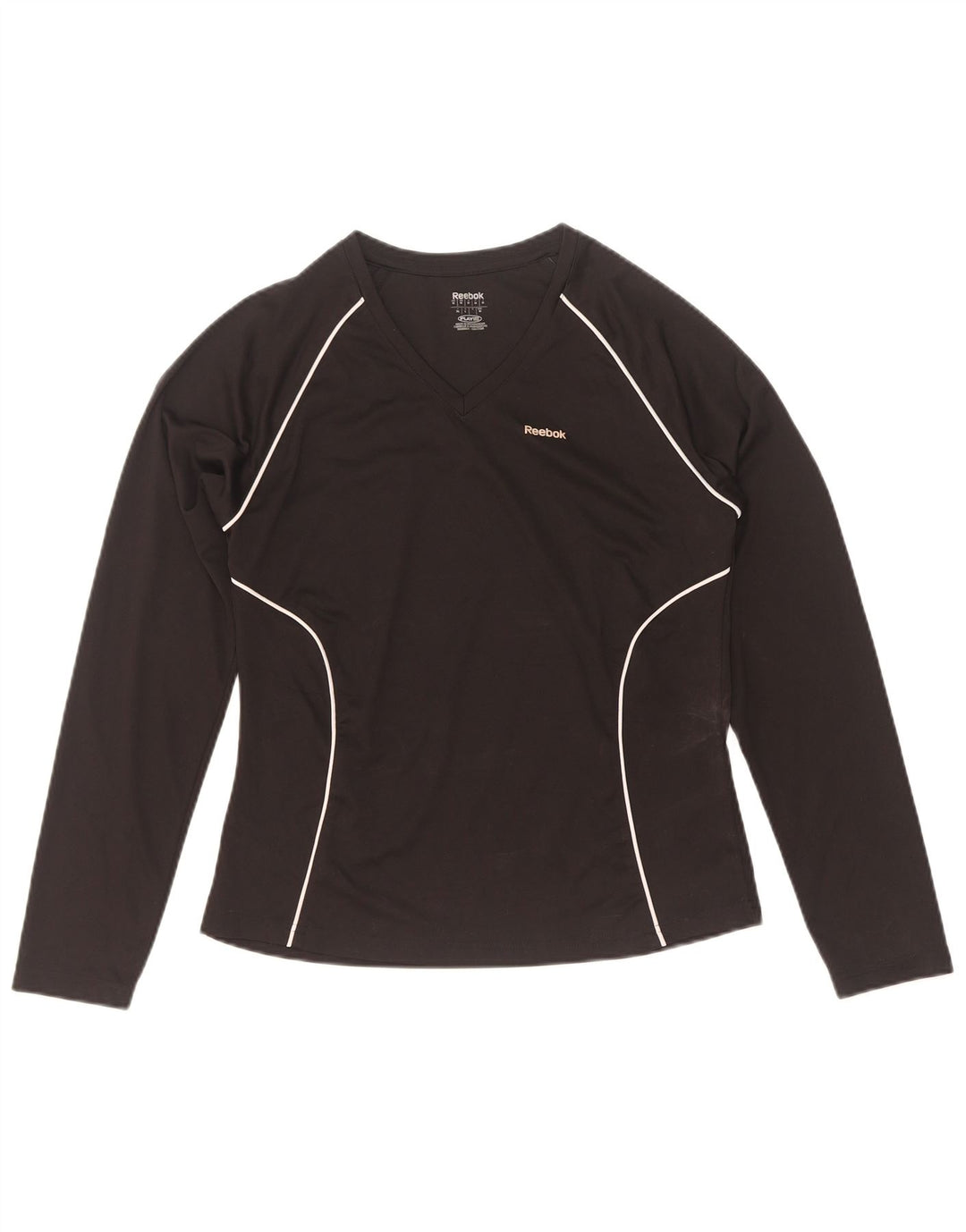 Reebok Womens Top Manga Longa UK 12 Médio Poliéster Preto