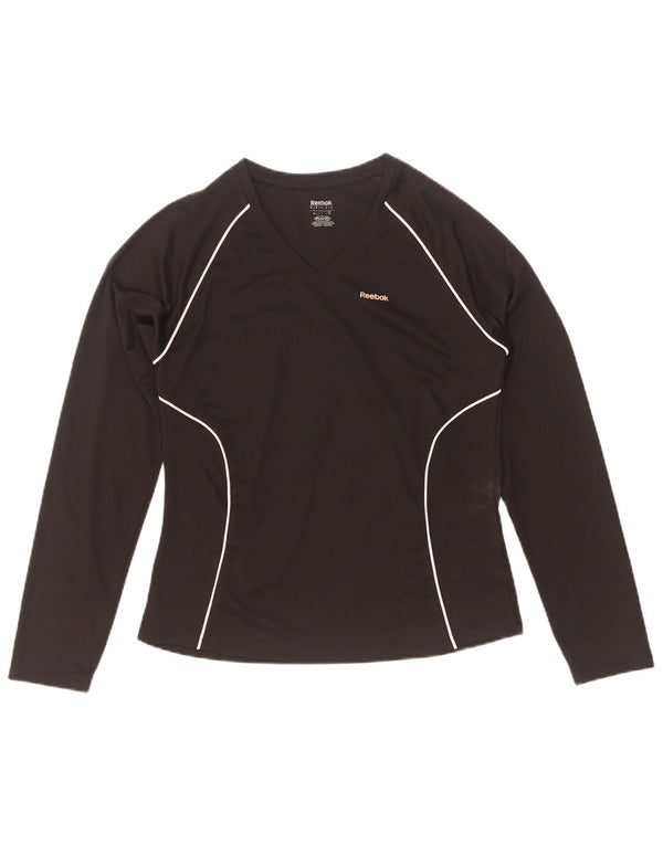 Reebok Womens Top Manga Longa UK 12 Médio Poliéster Preto