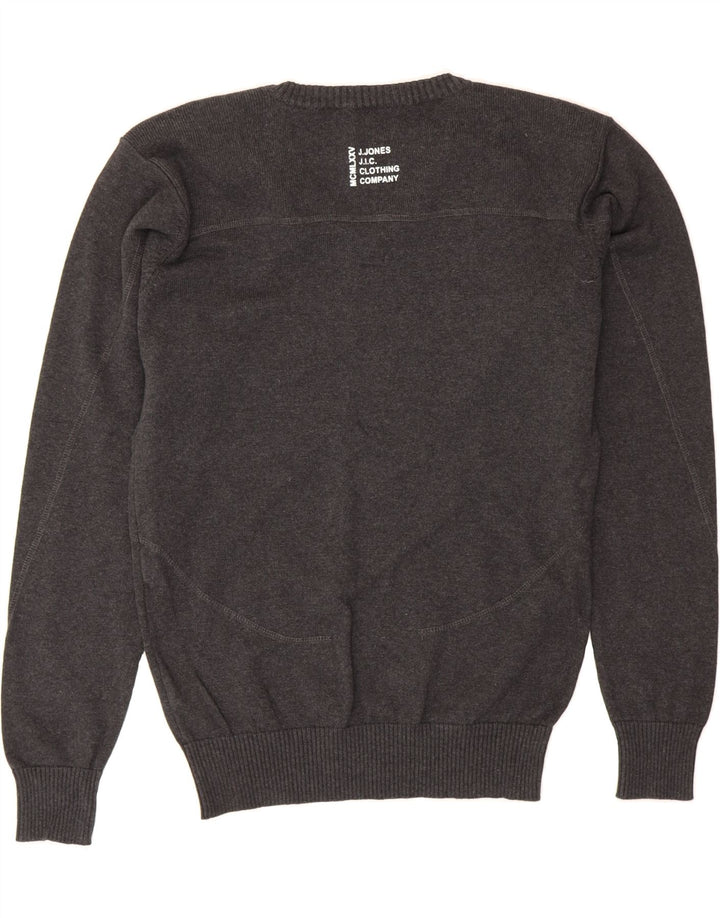 JACK & JONES Mens V-Neck Jumper Sweater Large Grey Cotton Vintage Jack & Jones and Second-Hand Jack & Jones from Messina Hembry 