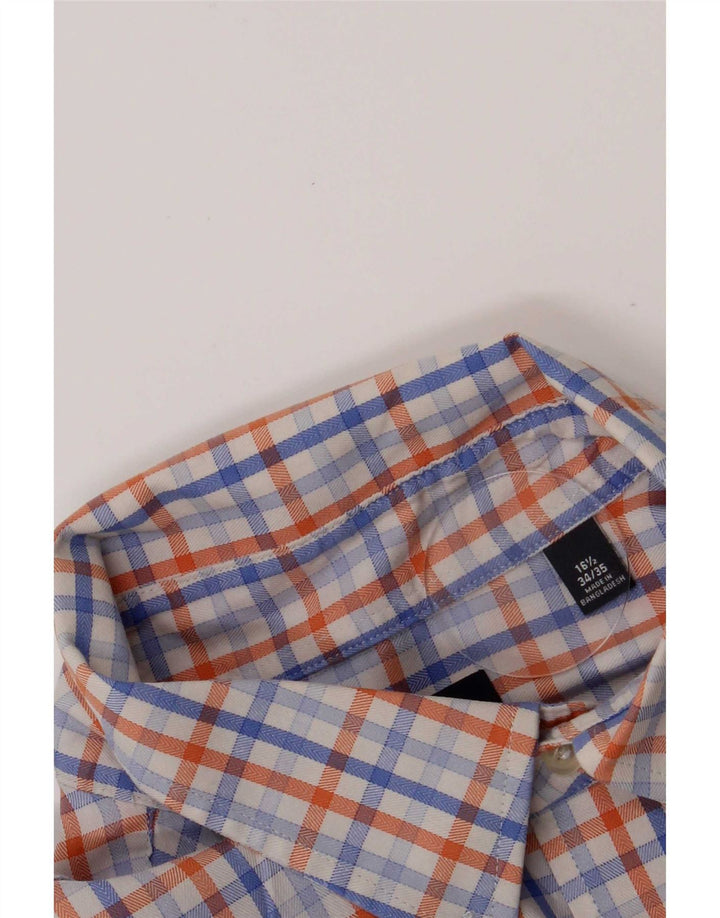 Camisa masculina Chaps tamanho 16 1/2 grande algodão xadrez azul
