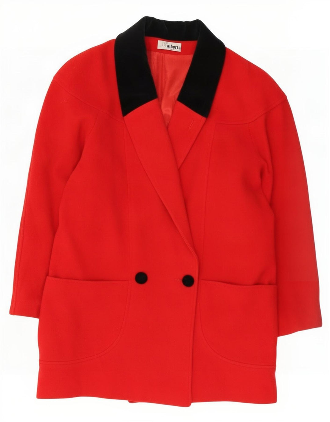 Casaco feminino vintage com peito duplo IT 46 grande lã vermelha