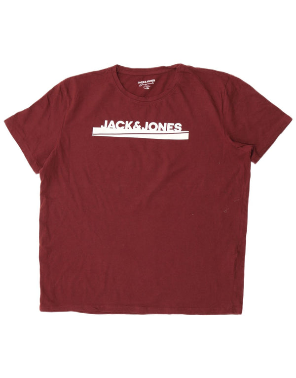 Camiseta gráfica masculina Jack & Jones Top XL algodão Borgonha