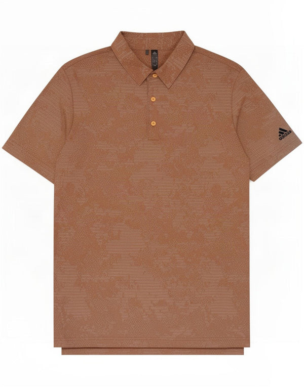 Camisa polo masculina Adidas grande poliéster geométrico marrom