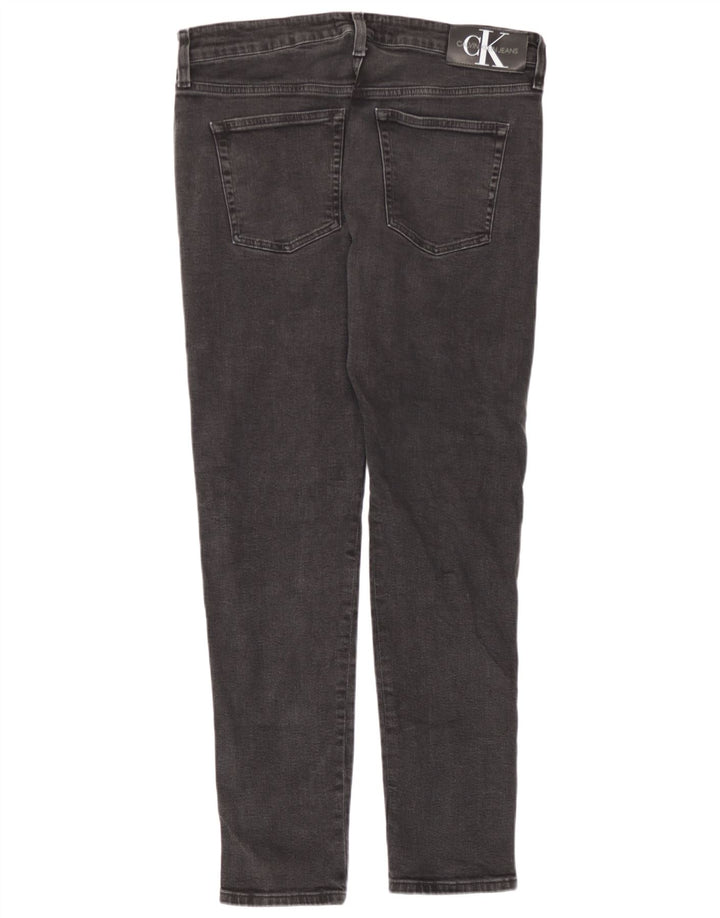 Calvin Klein Mens Graphic Slim Jeans W34 L32 Algodão Cinza