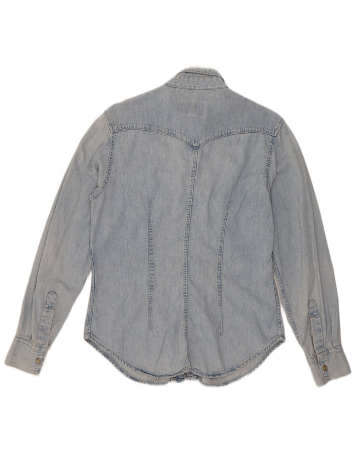 Camisa jeans feminina Rifle UK 14 algodão azul médio
