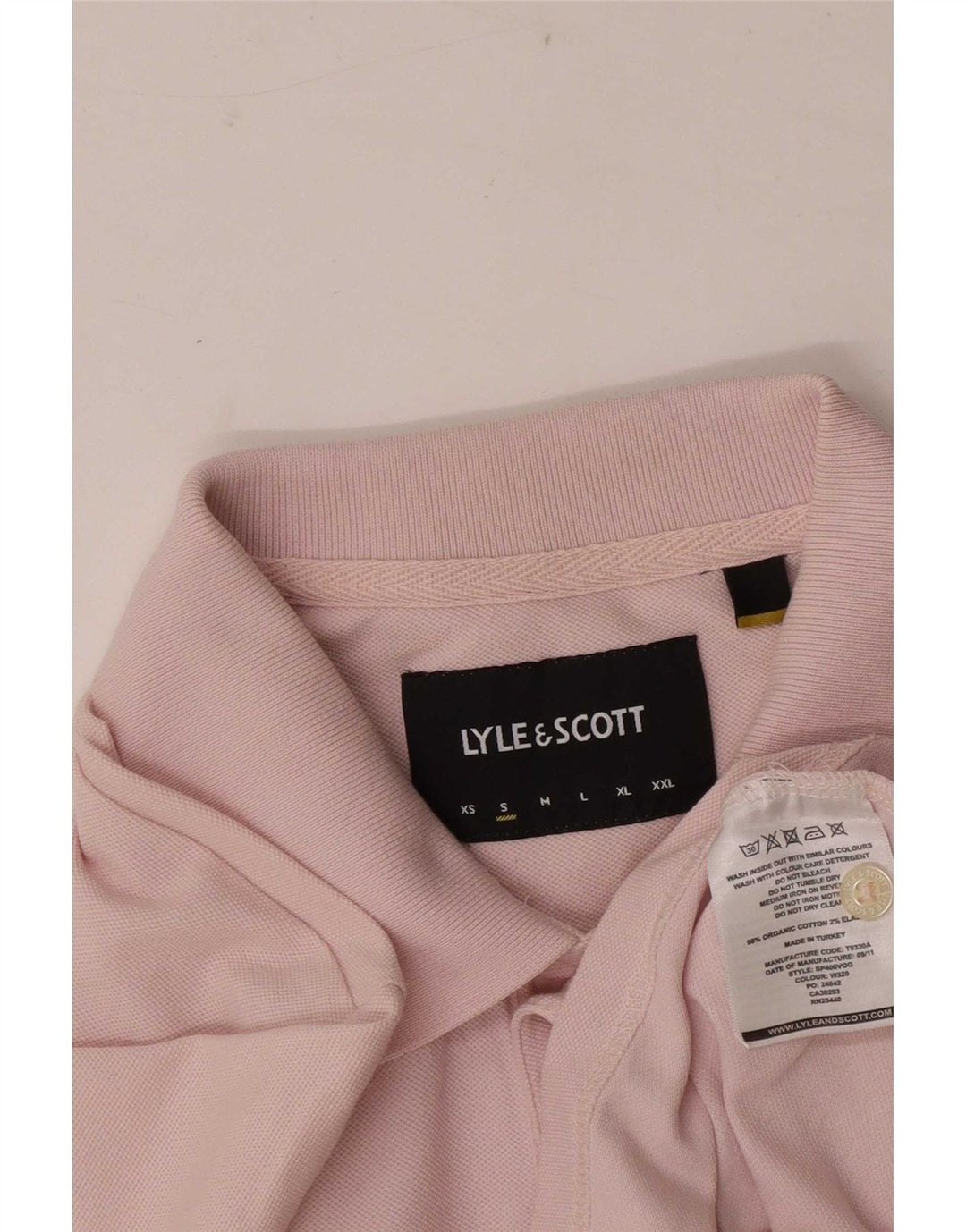 Camisa polo masculina Lyle & Scott pequena rosa algodão