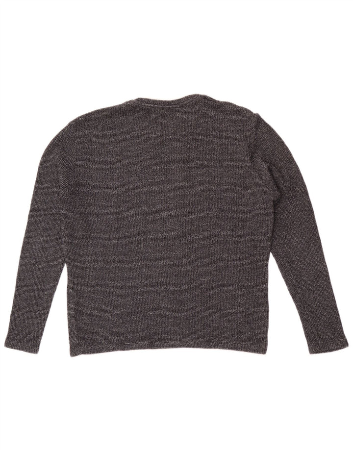 Suéter feminino Zara com gola redonda, Reino Unido 14, algodão cinza médio