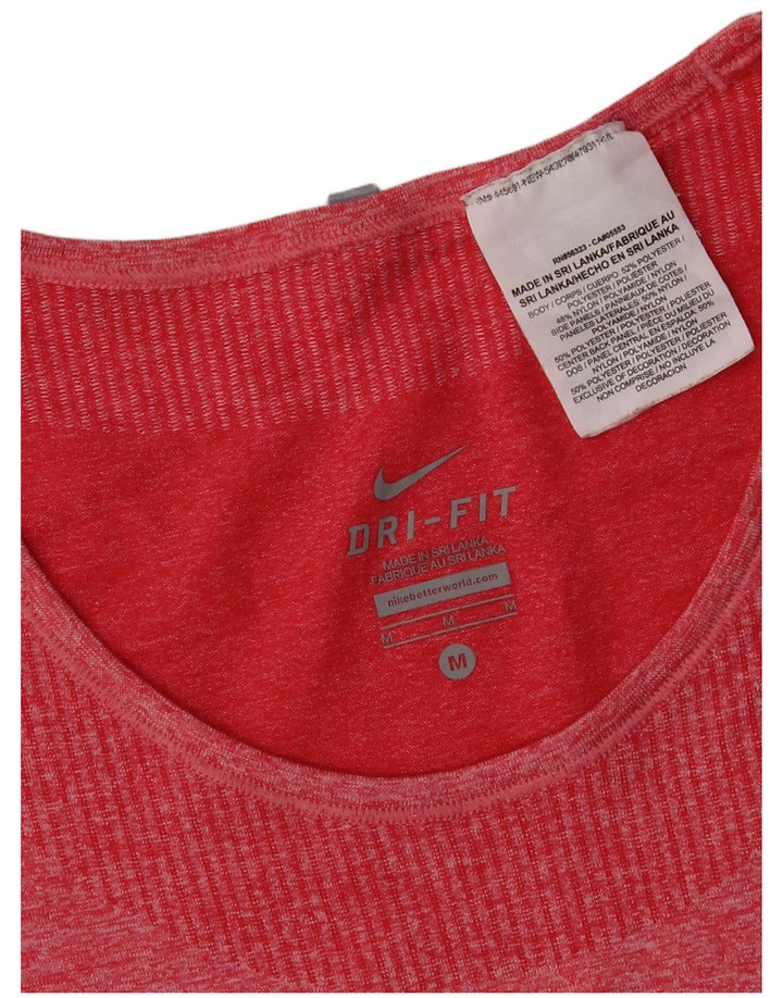 Camiseta feminina Nike Dri Fit Top UK 12 poliéster manchado vermelho médio