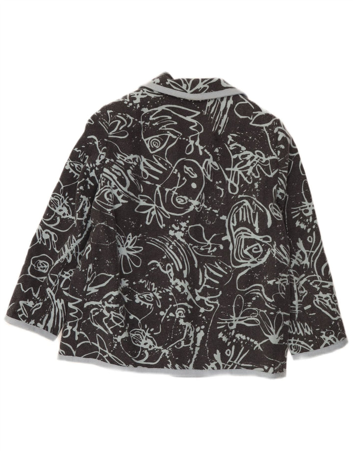 Jaqueta blazer feminina vintage gráfica de 2 botões Reino Unido 16 grande preta