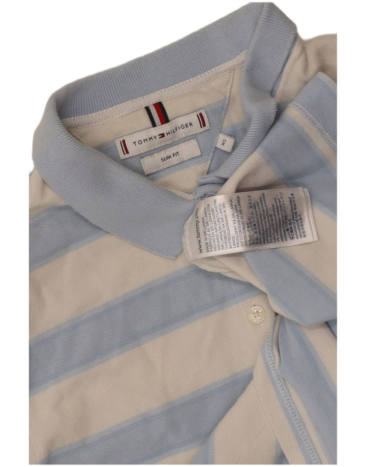 Camisa polo feminina TOMMY HILFIGER Reino Unido 6 XS algodão listrado azul