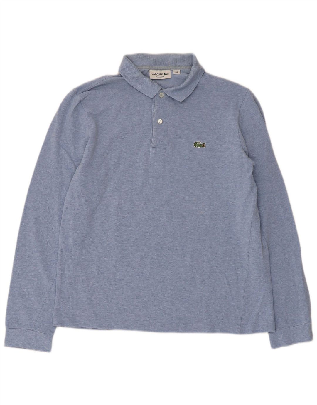 Camisa polo masculina Lacoste de manga comprida Classic Fit tamanho 4 médio azul manchado