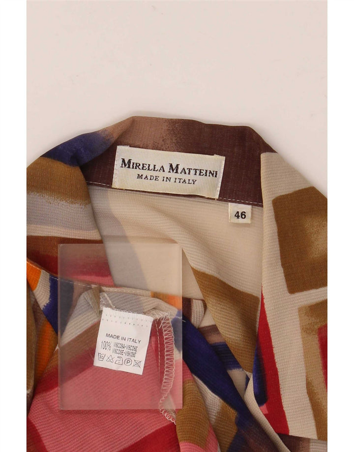 Blusa feminina Mirella Matteini IT 46 grande multicolorida geométrica