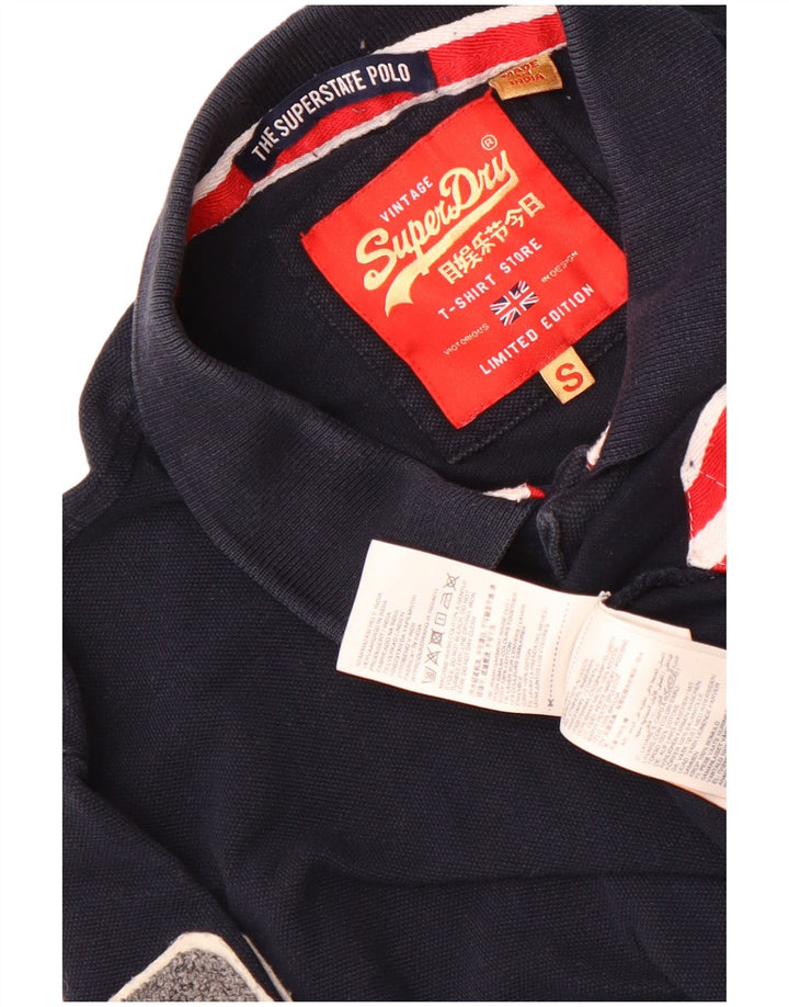 Camisa polo masculina Superdry Graphic pequena algodão azul marinho