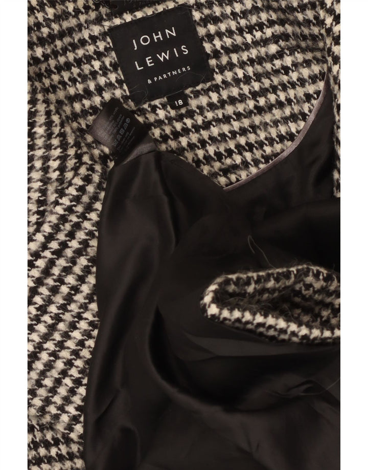 Casaco feminino John Lewis com peito duplo grande UK 18 XL preto Houndstooth