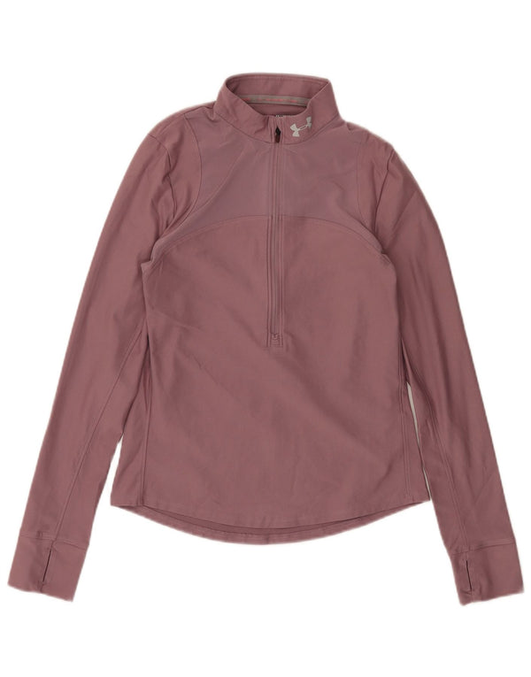 Top feminino Under Armour com zíper e manga comprida UK 6 XS rosa