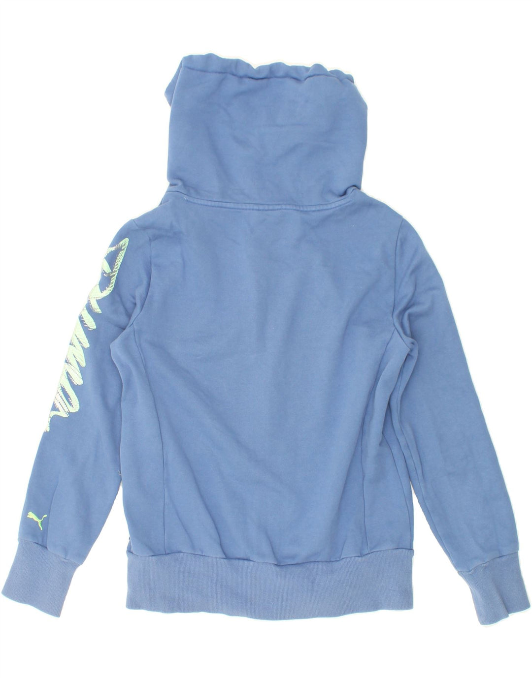 PUMA Womens Graphic Zip Hoodie Sweater UK 14 Large Blue Cotton Vintage Puma and Second-Hand Puma from Messina Hembry 