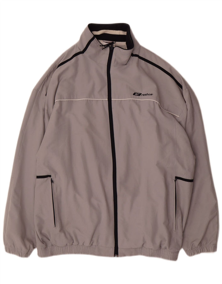 Jaqueta masculina Reebok Graphic Tracksuit Top grande cinza colorblock poliéster