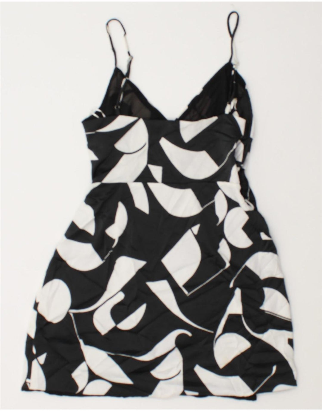 Mini vestido de verão feminino Zara Reino Unido 8 pequeno preto geométrico
