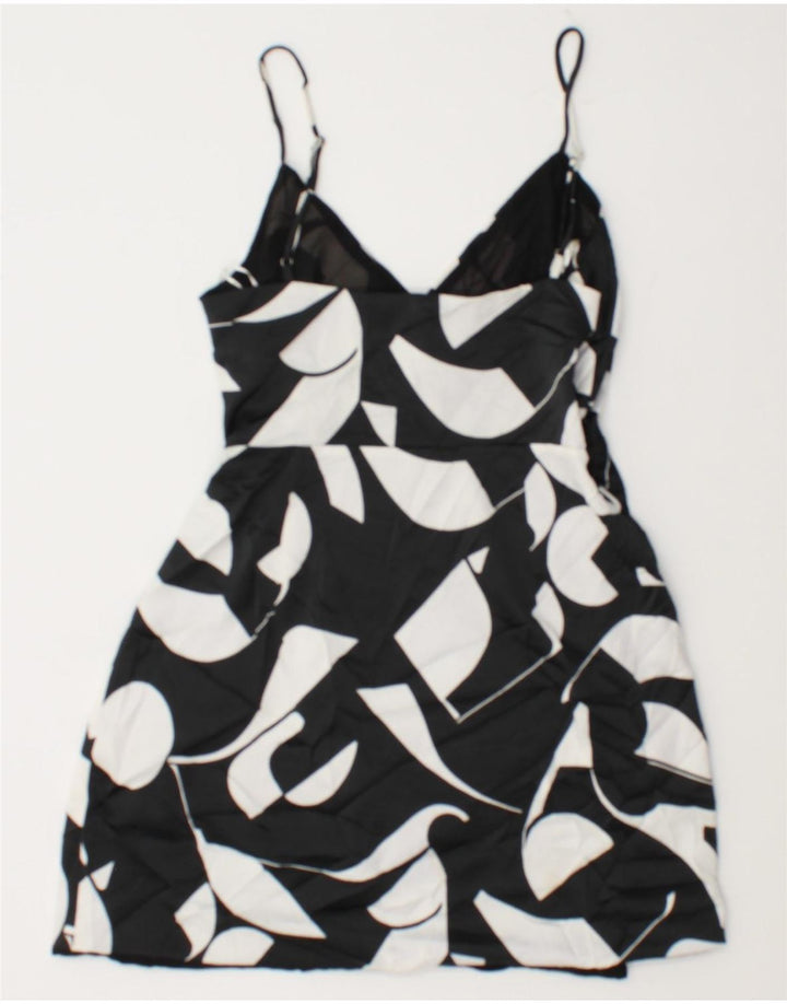 Mini vestido de verão feminino Zara Reino Unido 8 pequeno preto geométrico