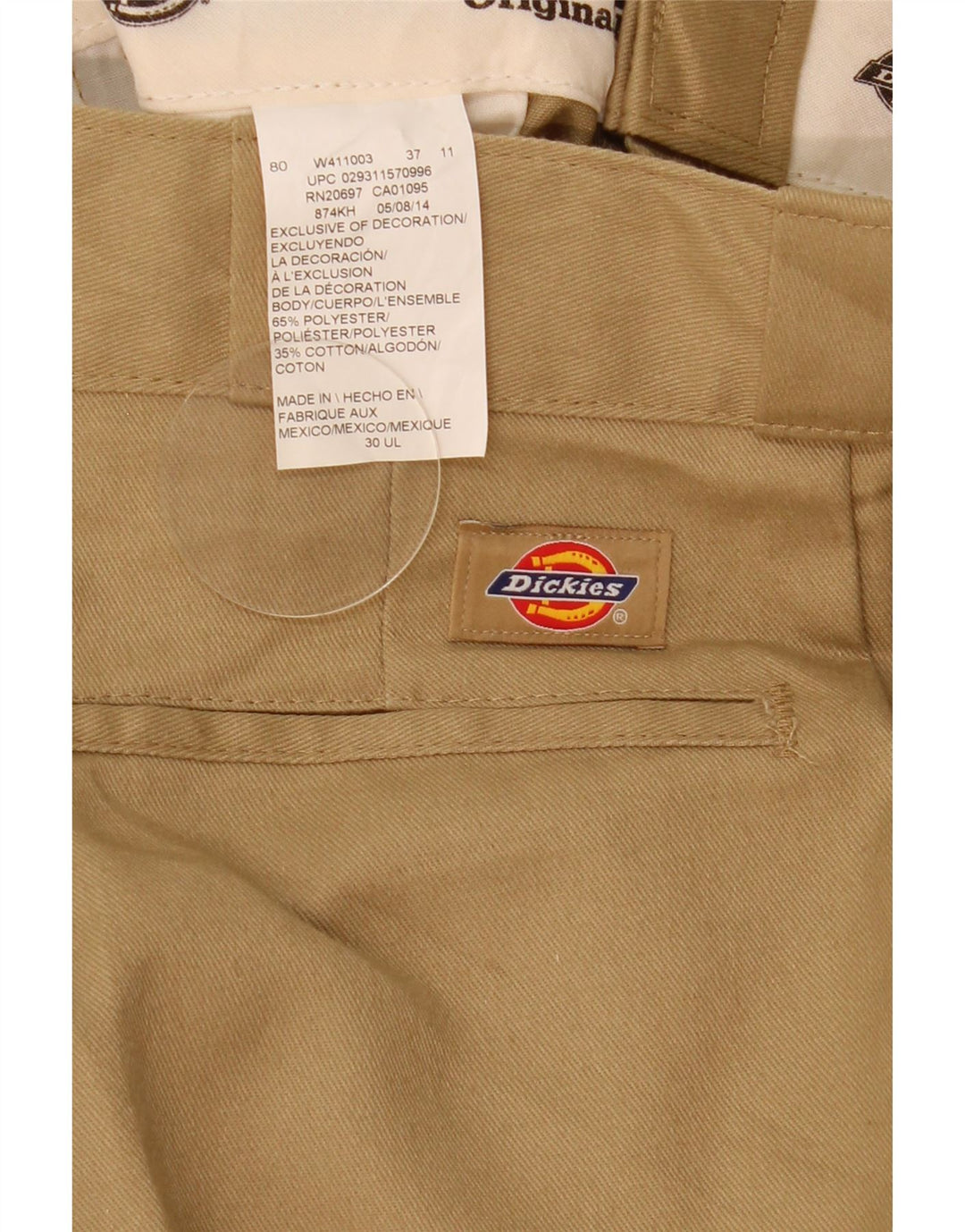 Calças Chino retas masculinas Dickies W30 L32 poliéster marrom