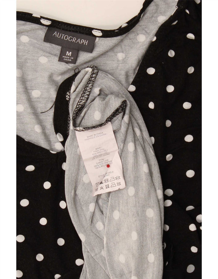 Blusa feminina Marks & Spencer Autograph manga comprida top Reino Unido 14 médio preto