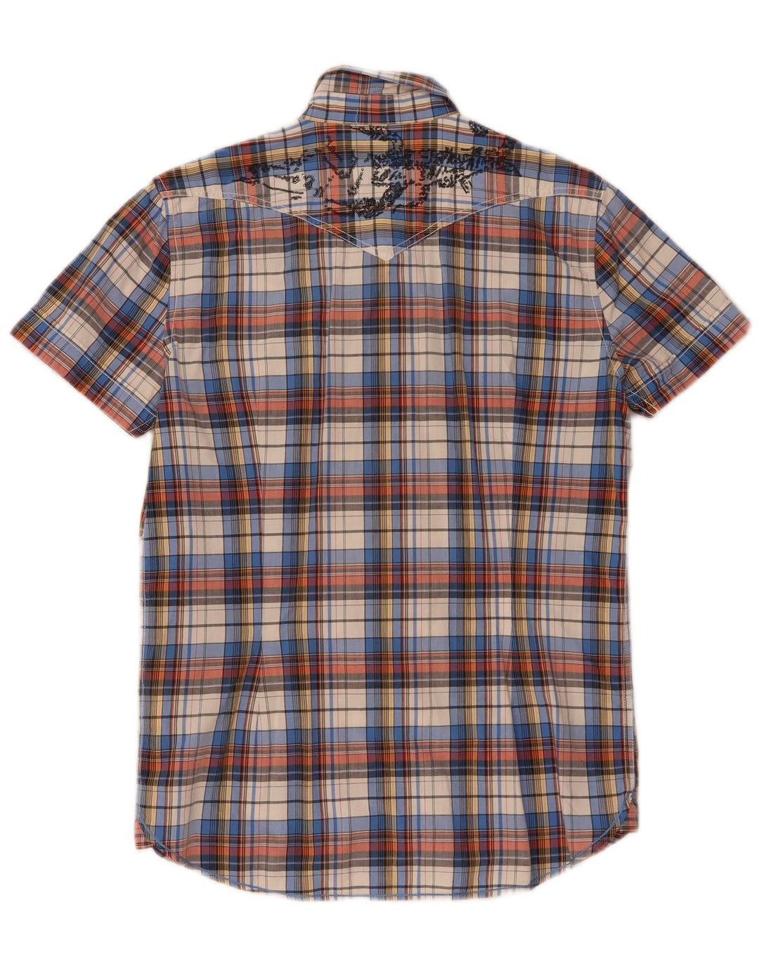 Camisa masculina Lee de manga curta gráfica de algodão xadrez médio multicolorido