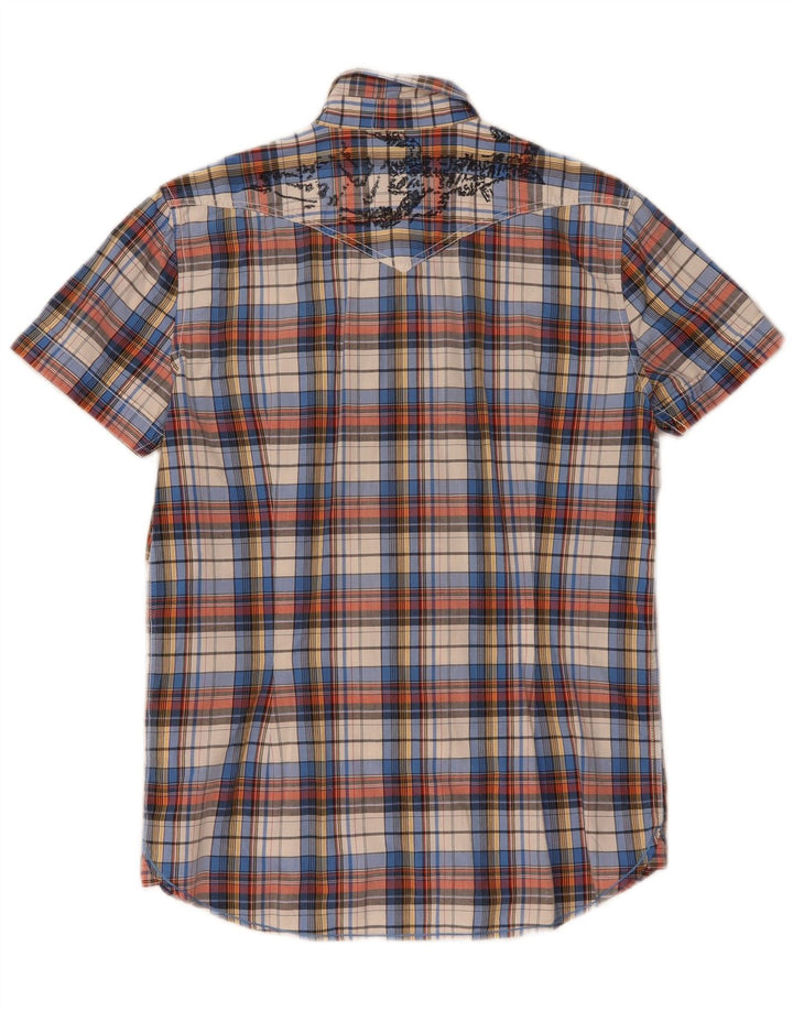 Camisa masculina Lee de manga curta gráfica de algodão xadrez médio multicolorido