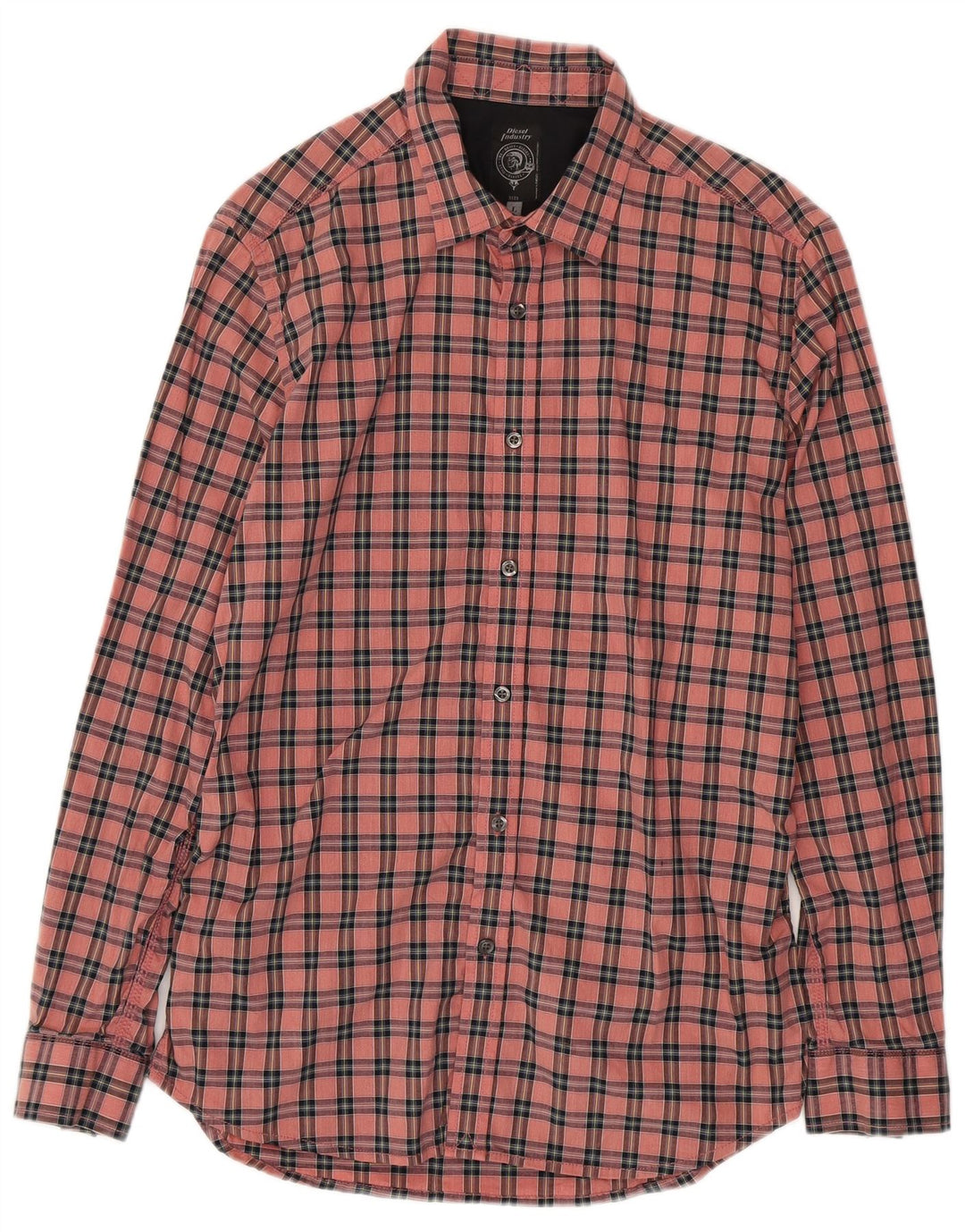 Camisa masculina DIESEL grande algodão xadrez rosa