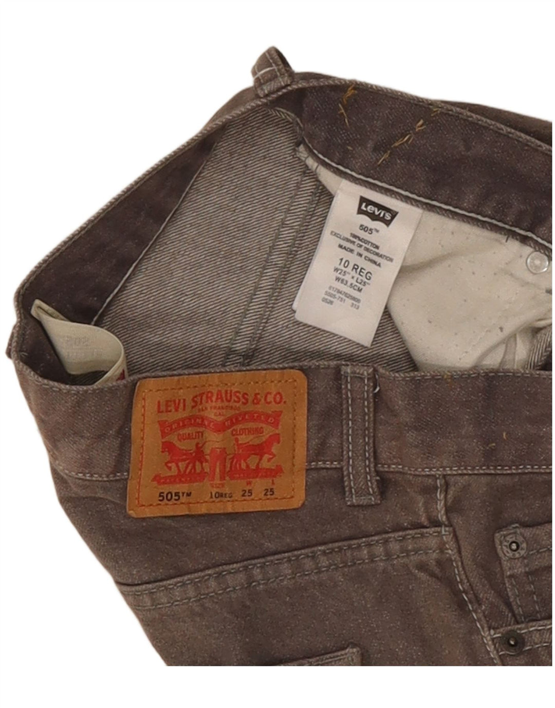 Calça jeans feminina Levi's 505 Regular Straight W25 L25 cinza algodão