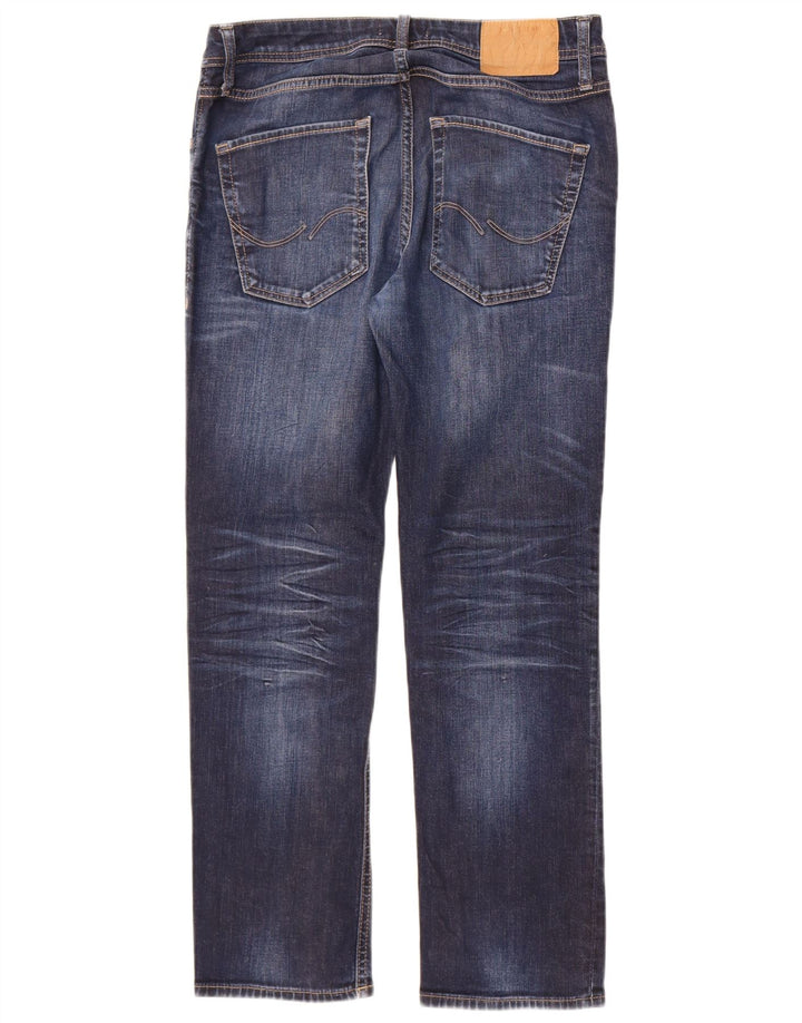 Jack & Jones Mens Clark Straight Jeans W32 L30 Azul Algodão